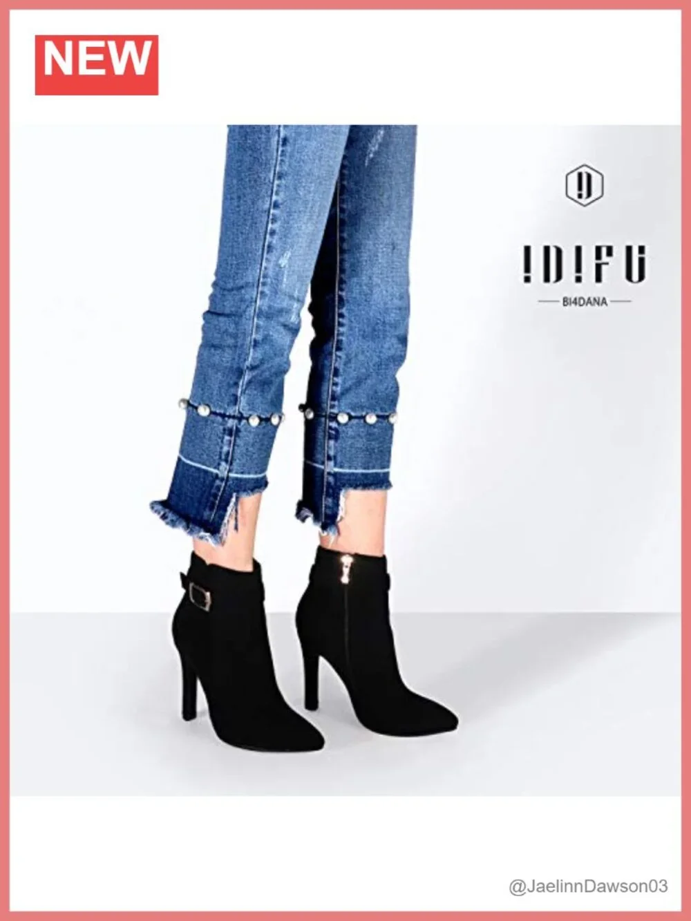 IDIFU Women's Dana Pointed Toe Stiletto High Heels Ankle Booties